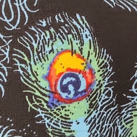 NWT LuLaRoe Peacock Feather Print Dress Julia Midi Black Fitted Sheath Bodycon - Picture 6 of 12